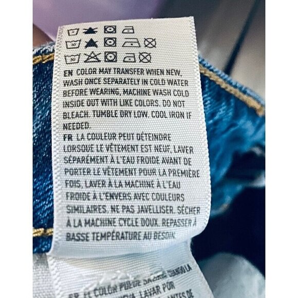 American Eagle Womens 8 Micro Mini Denim Skirt Distressed Button Fly Pockets Y2K - Picture 6 of 6